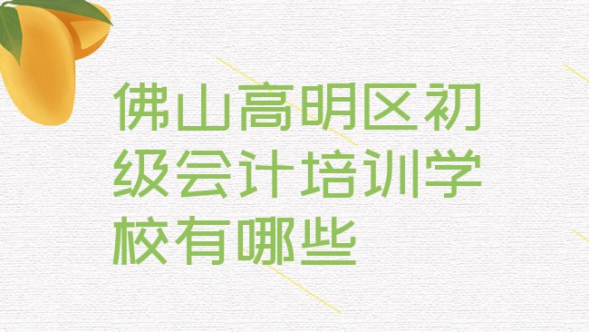 十大佛山高明区初级会计培训学校有哪些排行榜